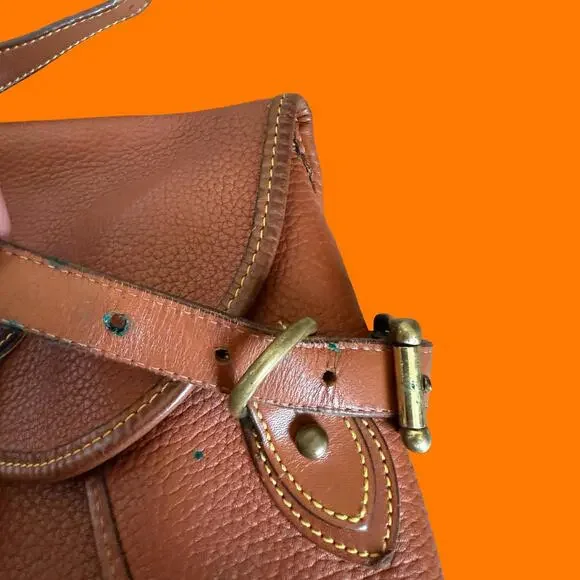 80's 90's vintage brown leather saddle bag purse handbag Dooney & Bourke *AS IS* - Picture 3 of 8